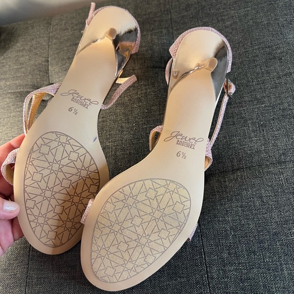 Badgley Mischka Pink jeweled Strappy Heels - Picture 5 of 7